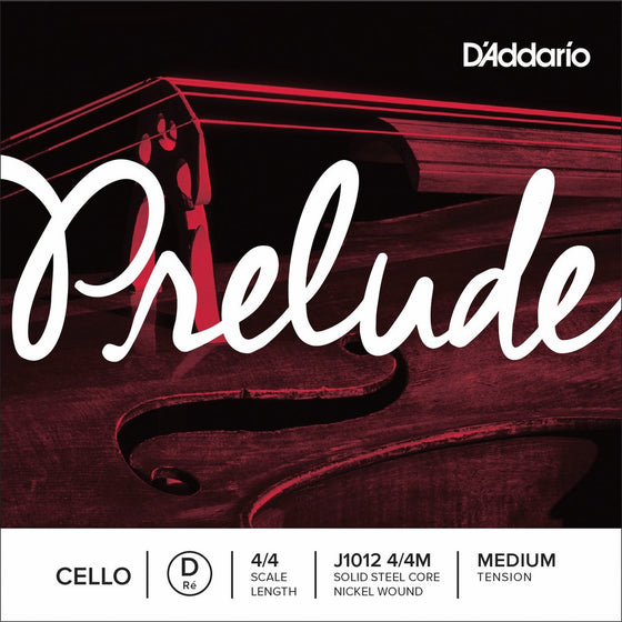 D'Addario Prelude Cello Single D String, 4/4 Scale, Medium Tension