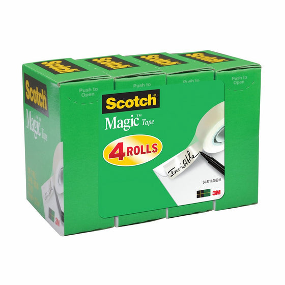 Scotch Magic Tape, Standard Width, 3/4 x 1000 Inches, Boxed, 4 Rolls (810K4)