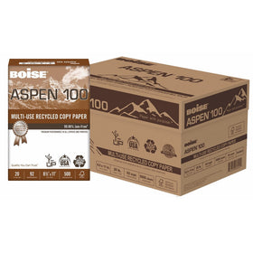 BOISE ASPEN 100% Multi-Use Recycled Copy Paper, 8.5 x 11, 92 Bright White, 20 lb, 10 ream carton (5,000 Sheets)