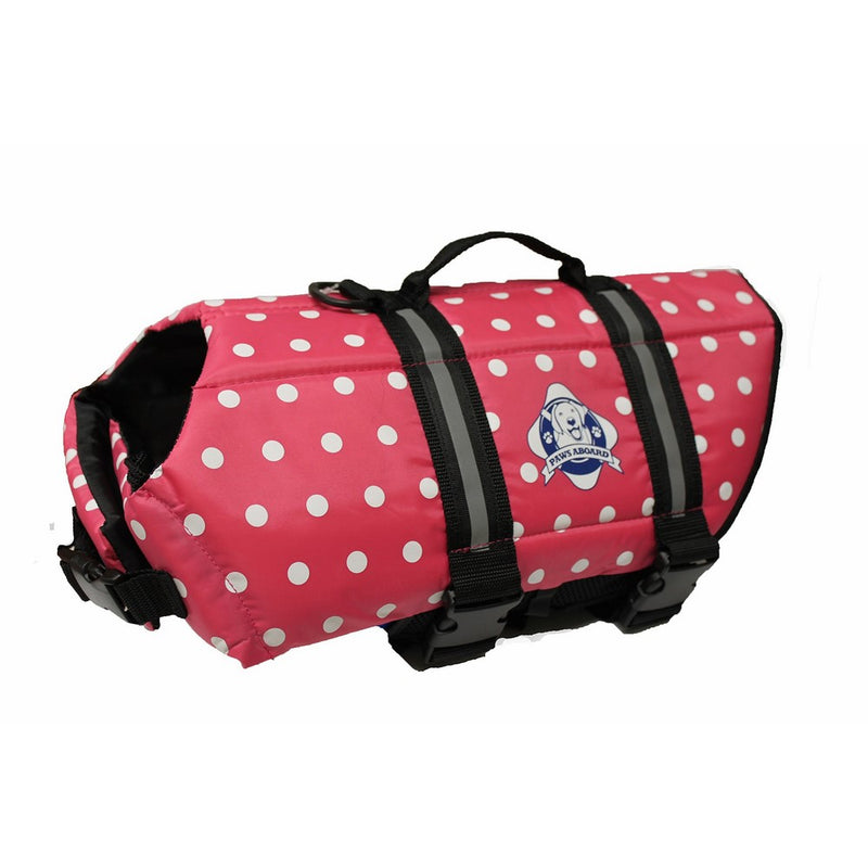 Fido Pet Products Paws Aboard Doggy Life Jacket, Small, Pink Polka Dot