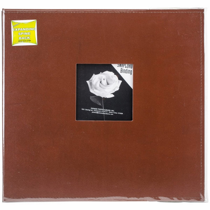Pioneer 12 Inch by 12 Inch Snapload Sewn Leatherette Frame Cover Memory Book, Brown