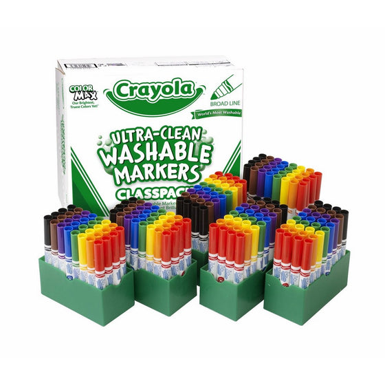 Crayola 58-8208 Crayola Washable Classpack Markers, Conical Point, 8 Assorted Colors, 192/Pack