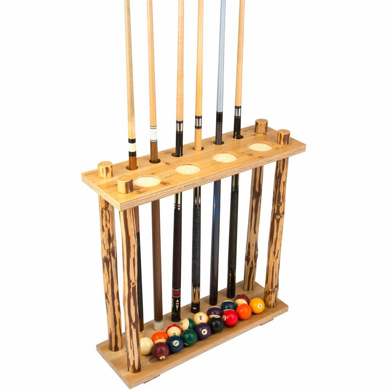Rush Creek Creations Rustic Log 6 Billiard Cue Storage Rack - No Tool Assembly