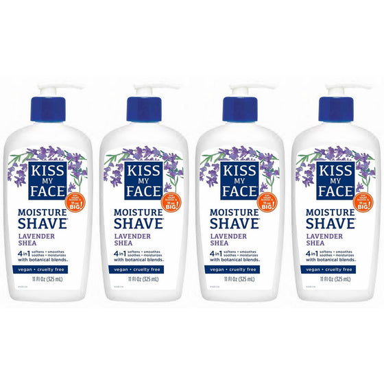 Kiss My Face Lavender & Shea Butter Moisture Shave, 11-Ounce Pumps (pack of 4)