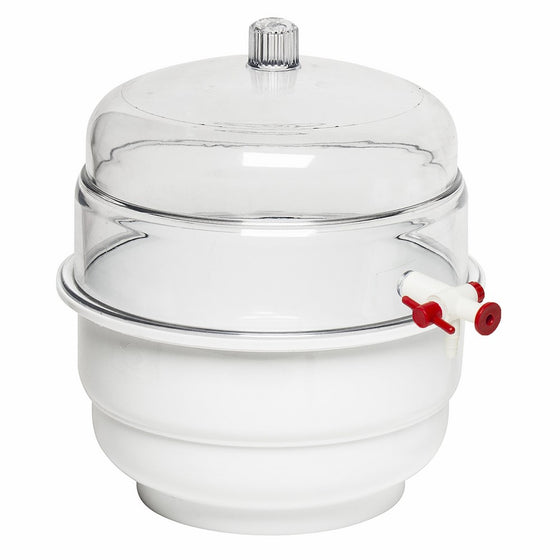 Bel-Art "SPACE SAVER" Polycarbonate Vacuum Desiccator with White Polypropylene Bottom; 0.31 cu. ft. (F42025-0000)