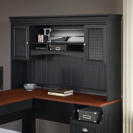 Fairview Hutch for L Shaped Desk in Antique Black