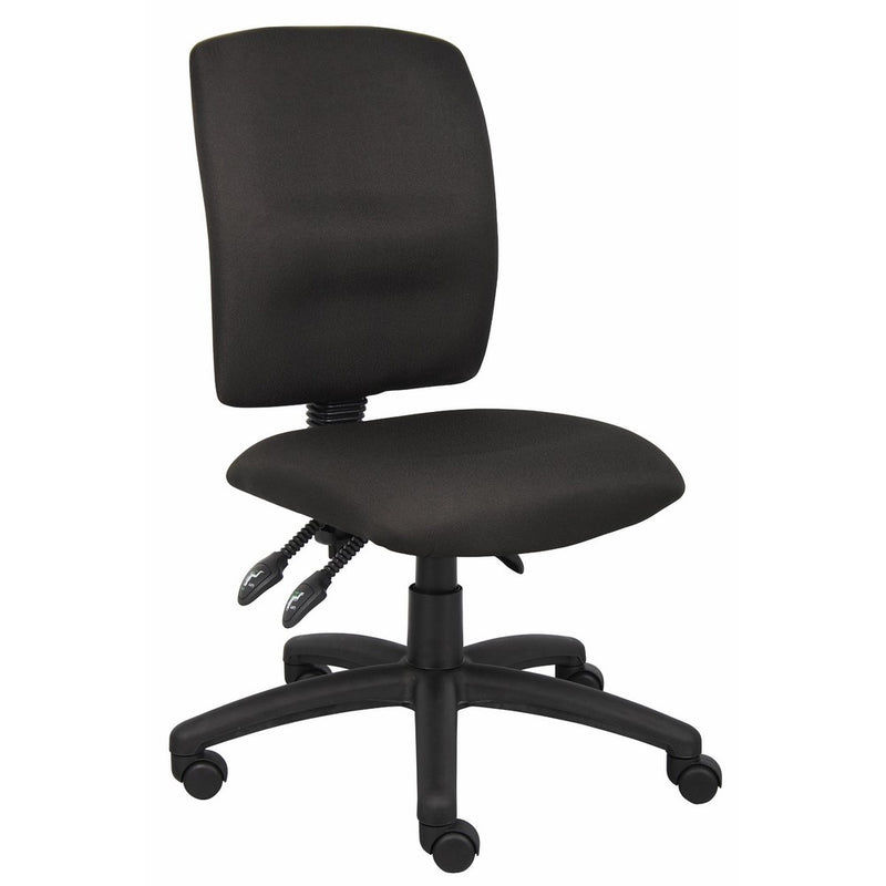 Boss Office Products B3035-BK Multi-Function Fabric Task Chair without Arms in Black