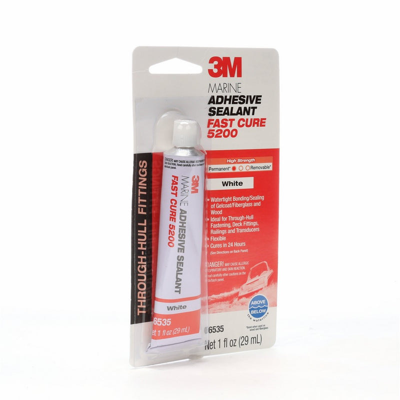 3M 5200FC Marine Adhesive Sealant 5200 Fast Cure White, 06535, 1 oz tube (Pack of 1)