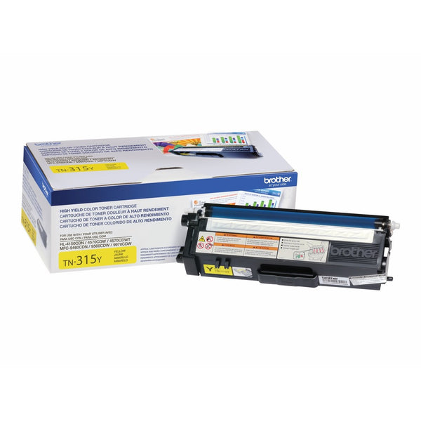 Brother Genuine High Yield Toner Cartridge, TN315Y, Replacement Yellow Toner, Page Yield Up To 3,500 Pages, TN315