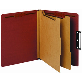 Globe-Weis/Pendaflex Metal Tab Classification Folders, 2 Dividers, 2-Inch Embedded Fasteners, Letter Size, Red, 10 Folders Per Box (24230)