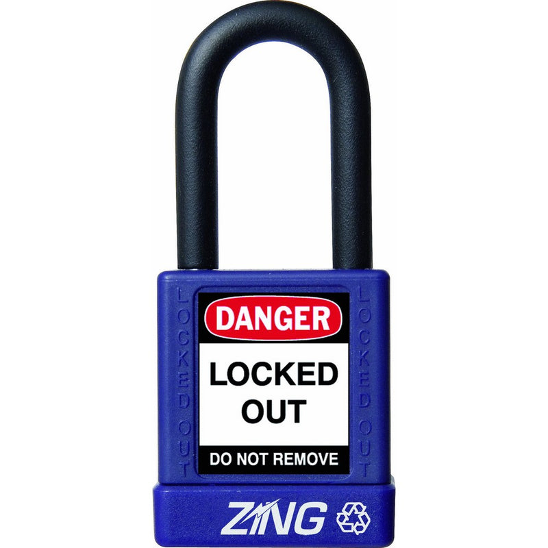 ZING 7041 RecycLock Safety Padlock, Keyed Alike, 1-1/2" Shackle, 1-3/4" Body, Purple
