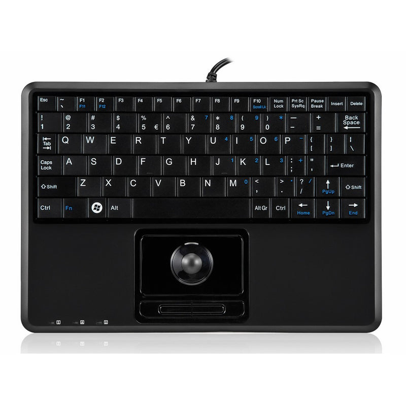 Perixx PERIBOARD-509H PLUS US Wired Keyboard with Trackball & USB Port - Super Mini 9.05"X6.30"X0.90" Dimension