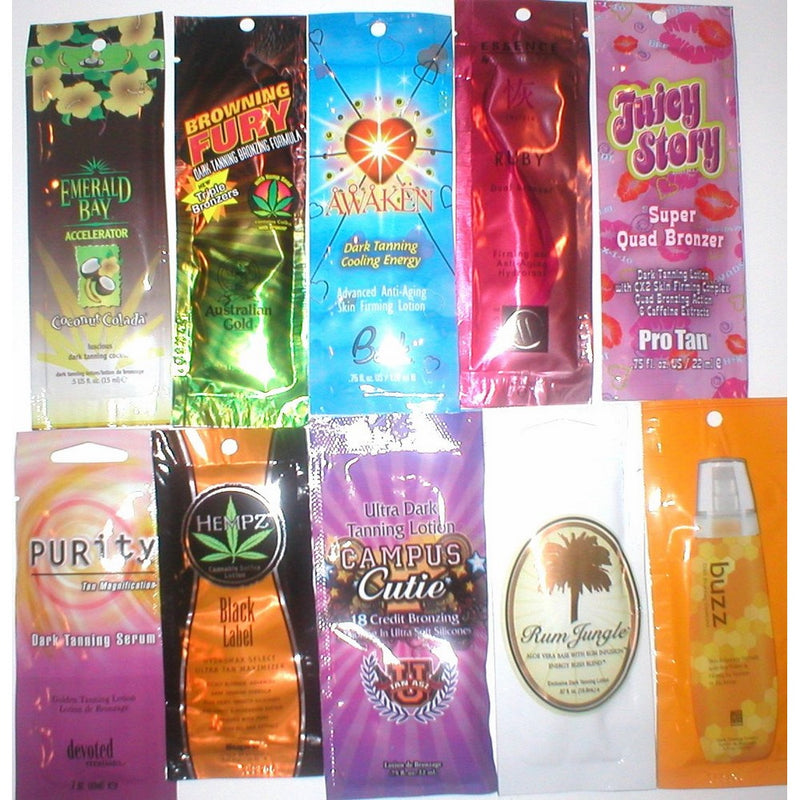 Wholesale Lot 60 Indoor Sun Tan Lotion Bronzers Tanning Bed Sample Packs Packages