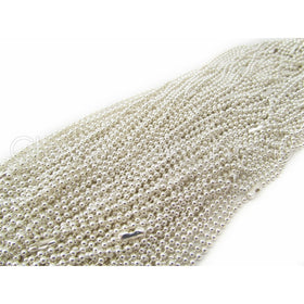 50 CleverDelights Ball Chain Necklaces - Shiny Silver Color - 24 Inch - Jewelry Findings - 2.4mm Ball - Adjustable Antiqued Necklaces - 24" Length