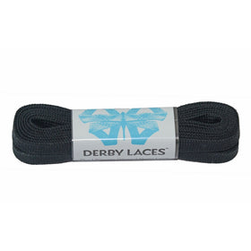 Solid Black 72 Inch Waxed Skate Lace - Derby Laces for Roller Derby, Hockey and Ice Skates, and Boots