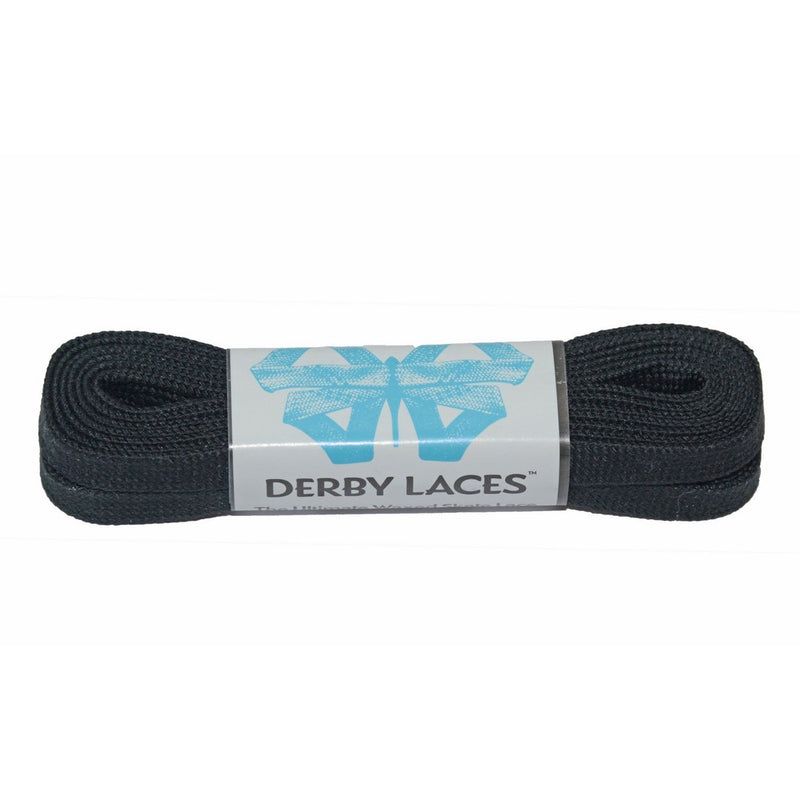 Solid Black 72 Inch Waxed Skate Lace - Derby Laces for Roller Derby, Hockey and Ice Skates, and Boots