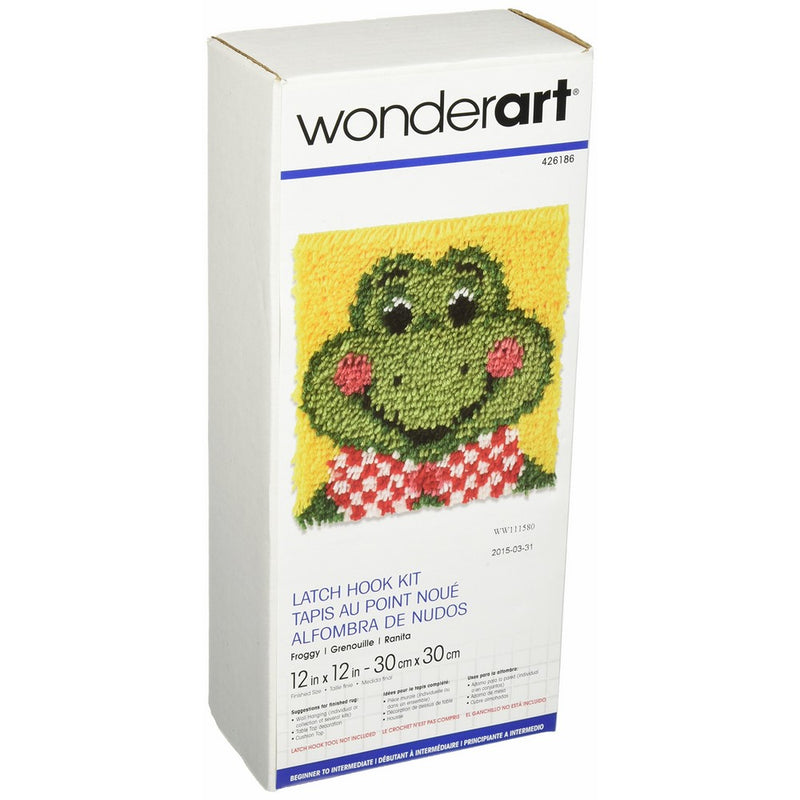 Wonderart Froggy Latch Hook Kit, 12" X 12"