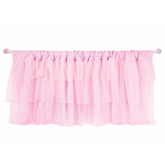 Tadpoles Layered Tulle Window Valance, Pink, 60x16 inch