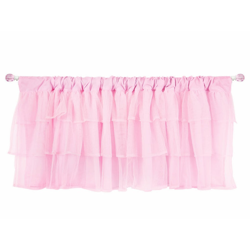 Tadpoles Layered Tulle Window Valance, Pink, 60x16 inch