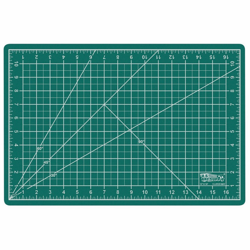 US Art Supply 12" x 18" GREEN/BLACK Professional Self Healing 5-Ply Double Sided Durable Non-Slip PVC Cutting Mat Great for Scrapbooking, Quilting, Sewing and all Arts & Crafts Projects