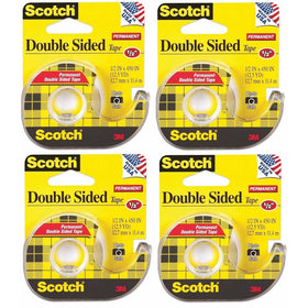 Scotch 137 Double-Sided Office Tape with Hand Dispenser, 1/2 x 450 Inches (Pack of 4)