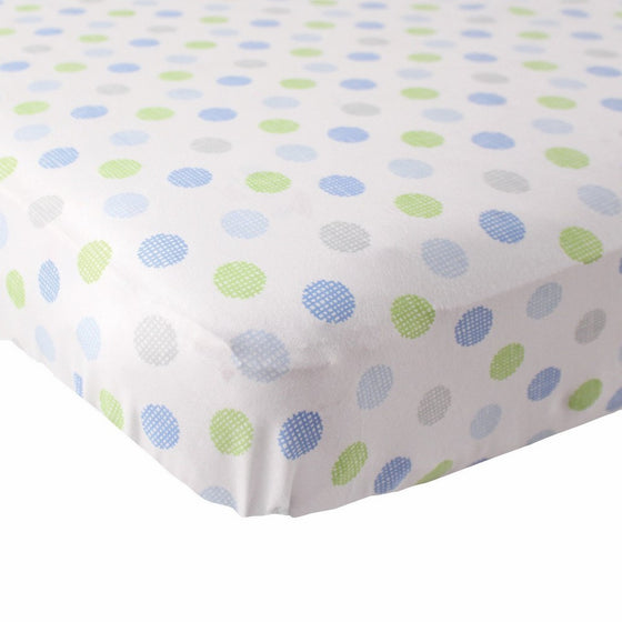 Luvable Friends Fitted Knit Cotton Crib Sheet Crosshatch Dot, Blue