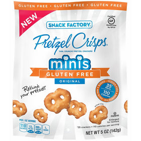 Snack Factory Gluten Free Pretzel Crisps, Original Minis, 5 Ounce (Pack of 12)