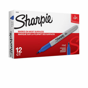 Sharpie 30003 Permanent Markers, Fine Point, Blue, 12 Count