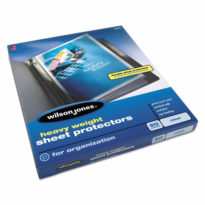 Wilson Jones Heavy Weight Top-Loading Sheet Protectors, Clear, 50/Box (W21410)