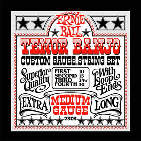 Ernie Ball Tenor Banjo Medium Stainless Steel Loop End Set.010 - .030