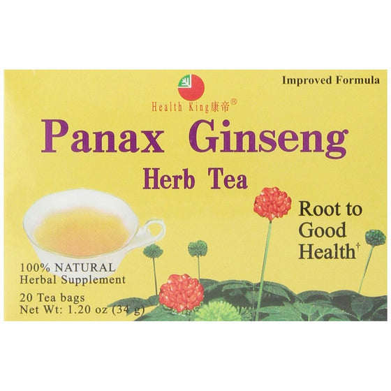 Health King Panax Ginseng Herb Tea, Teabags, 20 Count Box