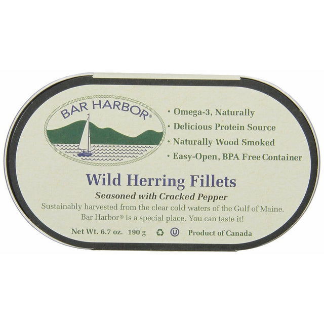 Bar Harbor Wild Herring Fillets, Cracked Pepper, 6.7 Ounce (Pack of 12)