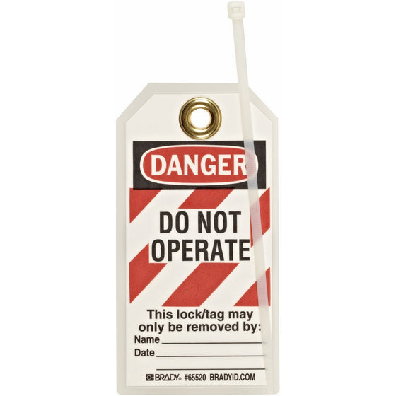 Brady High-Visibility "Danger - Do Not Operate - Unauthorized Removal..." Tag, Heavy Duty Polyester, 5-1/2" Height, 3" Width (Pack of 25)