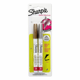 Sharpie Oil-Based Paint Markers, Extra Fine Point, Assorted Metallic, 2 Count - Great for Rock Painting