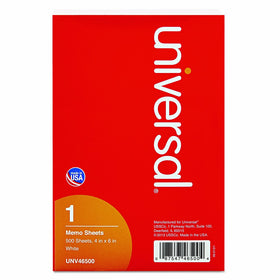Universal 46500 Loose Memo Sheets, 4 x 6, White (Pack of 500 Sheets)