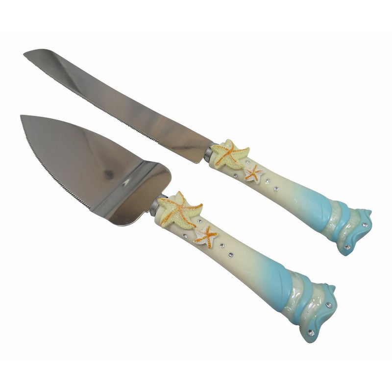 Starfish beach theme cake and knife server
