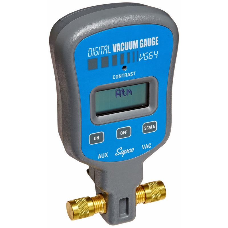 Supco VG64Vacuum Gauge, Digital Display, 0-12000 microns Range, 10% Accuracy, 1/4" Male Flare Fitting Connection
