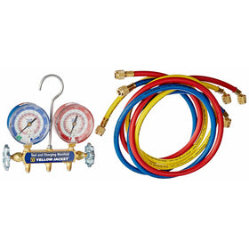 Yellow Jacket 42004 Series 41 Manifold with 3-1/8" Gauge, psi, R-22/404A/410A