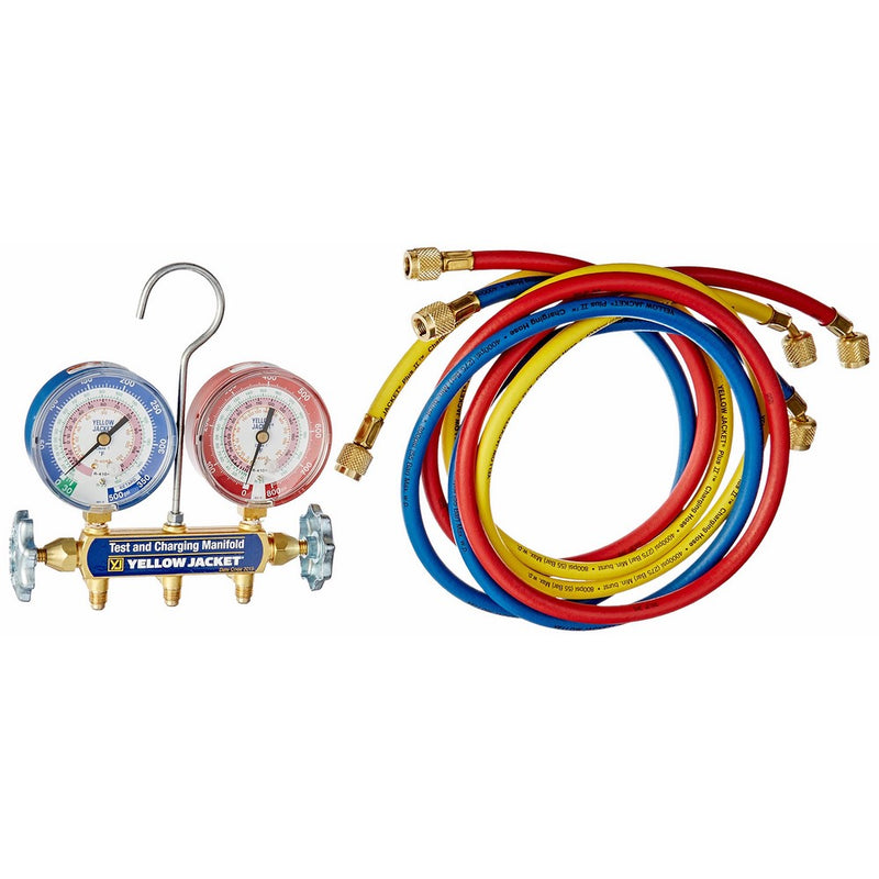 Yellow Jacket 42004 Series 41 Manifold with 3-1/8" Gauge, psi, R-22/404A/410A
