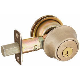 Kwikset 660 Single Cylinder Deadbolt featuring SmartKey in Antique Brass