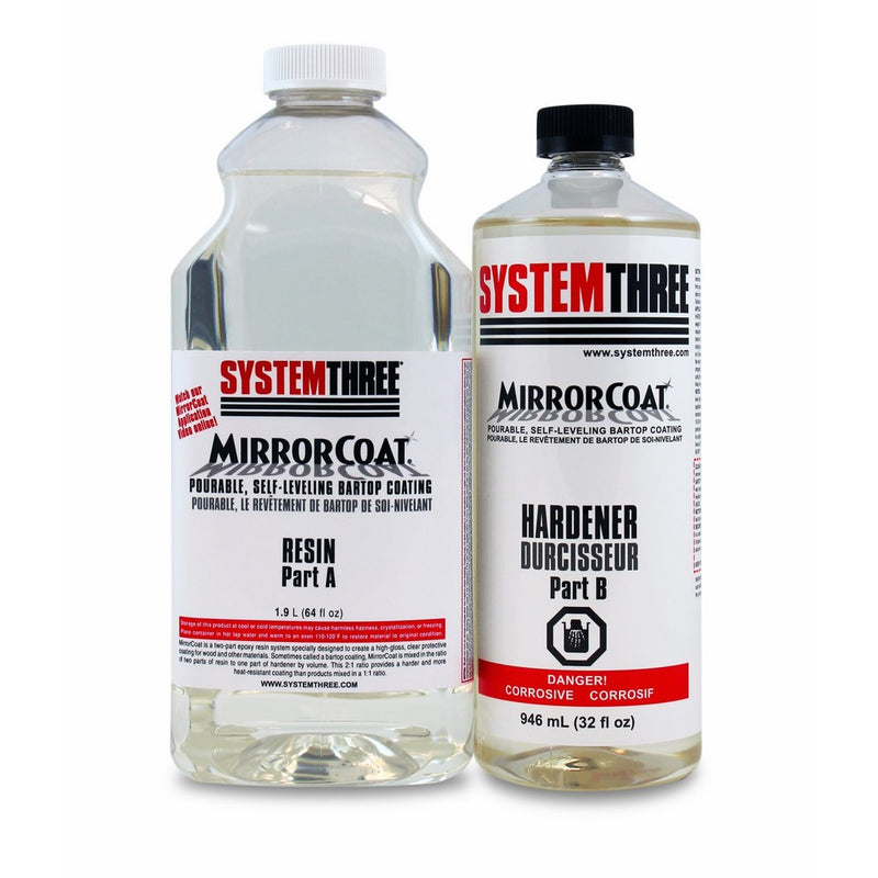 System Three 0500K44 Clear MirrorCoat Self-Leveling Bar and Tabletop Coating, 3 quart Bottle