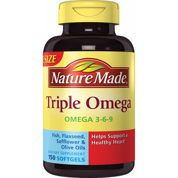 Nature Made Triple Omega 3-6-9 Softgels w. Fish, Flaxseed, Safflower & Olive Oils Value Size 150 Ct