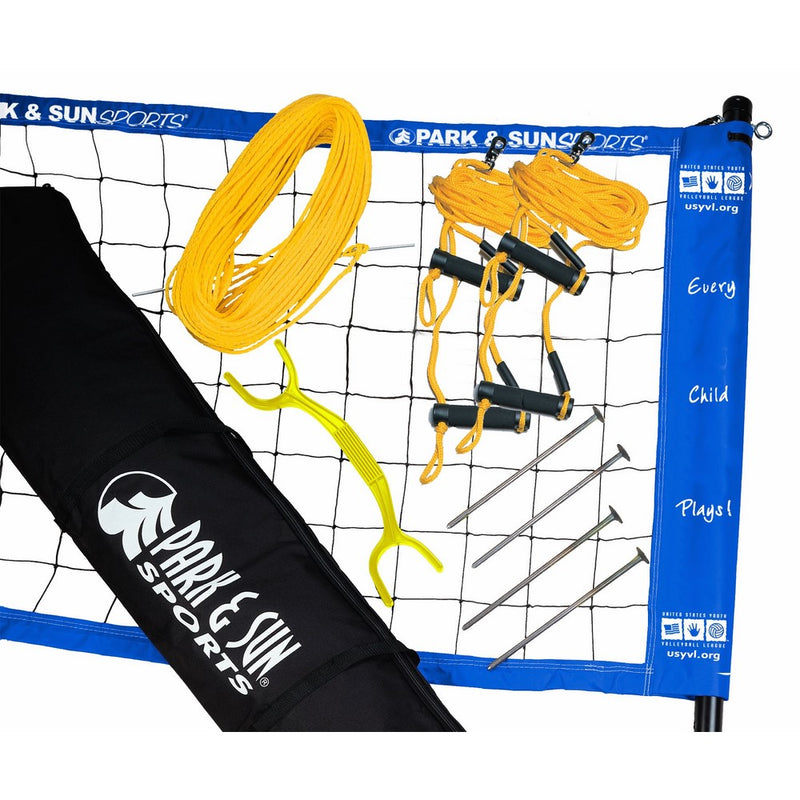 Park & Sun Sports Portable Outdoor Youth Volleyball Net System: Official USYVL with Adjustable Height Poles, Blue