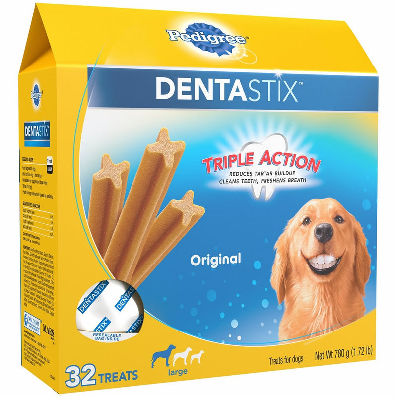 Pedigree DENTASTIX Large Dog Chew Treats, Original, (Pack of 32), Reduces Plaque and Tartar Buildup