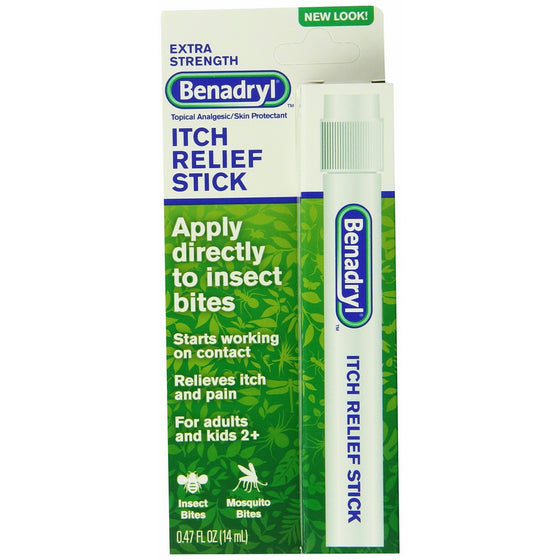 Benadryl Extra Strength Itch Relief Stick, Topical Analgesic, Travel Size.47 fl. oz (Pack of 3)