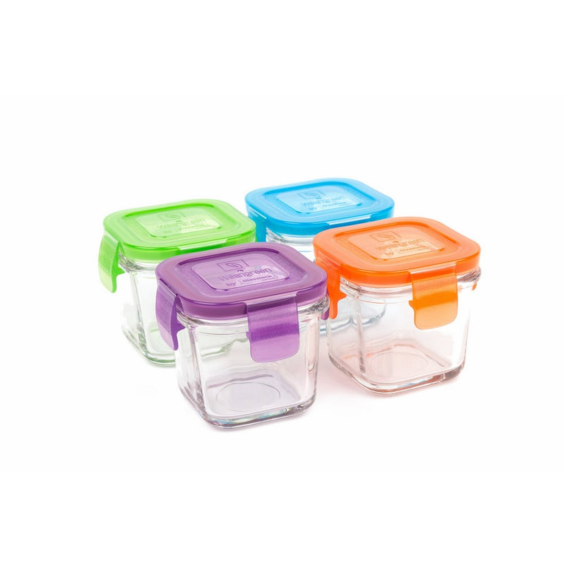 Wean Green Glass Baby Food Storage Containers, Wean Cube 4 Ounces, Garden Pack (4 Pack)