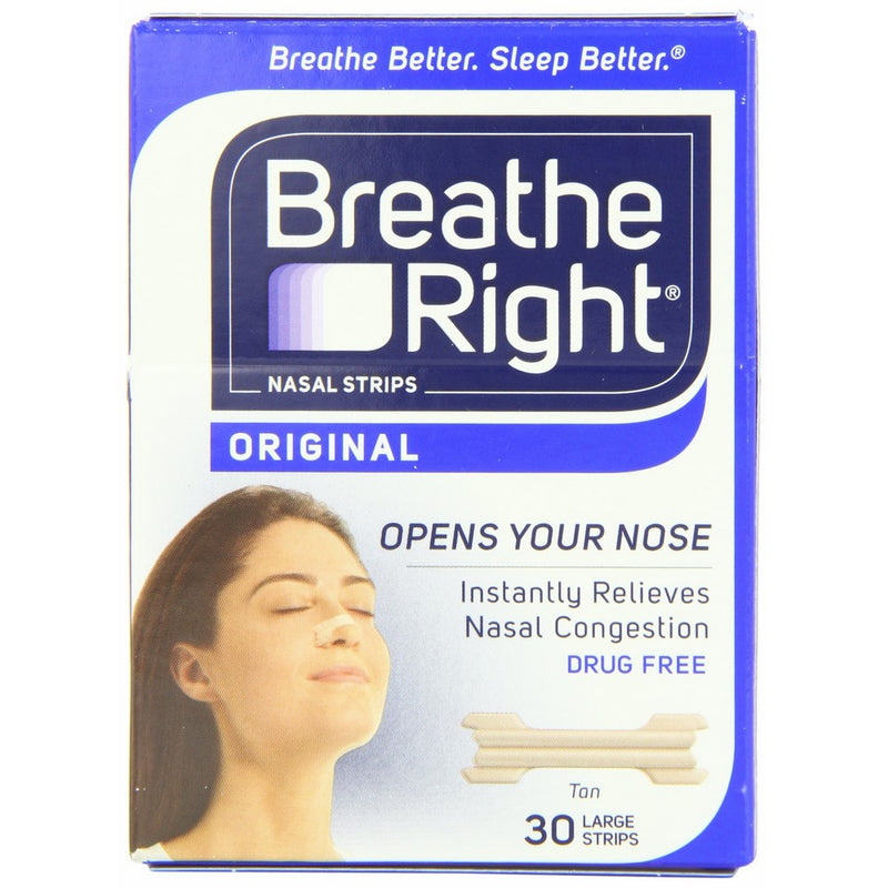 Breathe Right Nasal Strips, Large,tan, 30-count Boxes (Pack of 2)