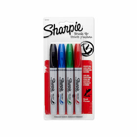 Sharpie 1810701 Brush Tip Permanent Marker, Assorted Colors, 4-Pack