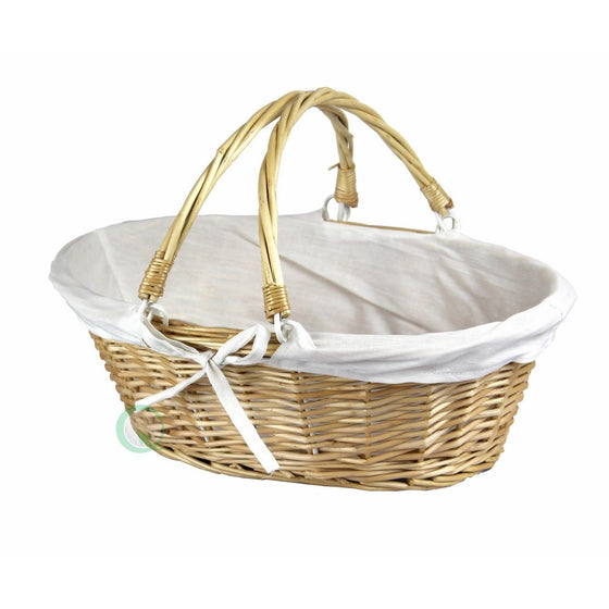 Vintiquewise TM QI003055.WF Oval Willow Basket with Double Drop Down Handles