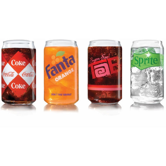 ARC International Luminarc Coca Cola Assorted Retro Can Tumbler, 16-Ounce, Set of 4